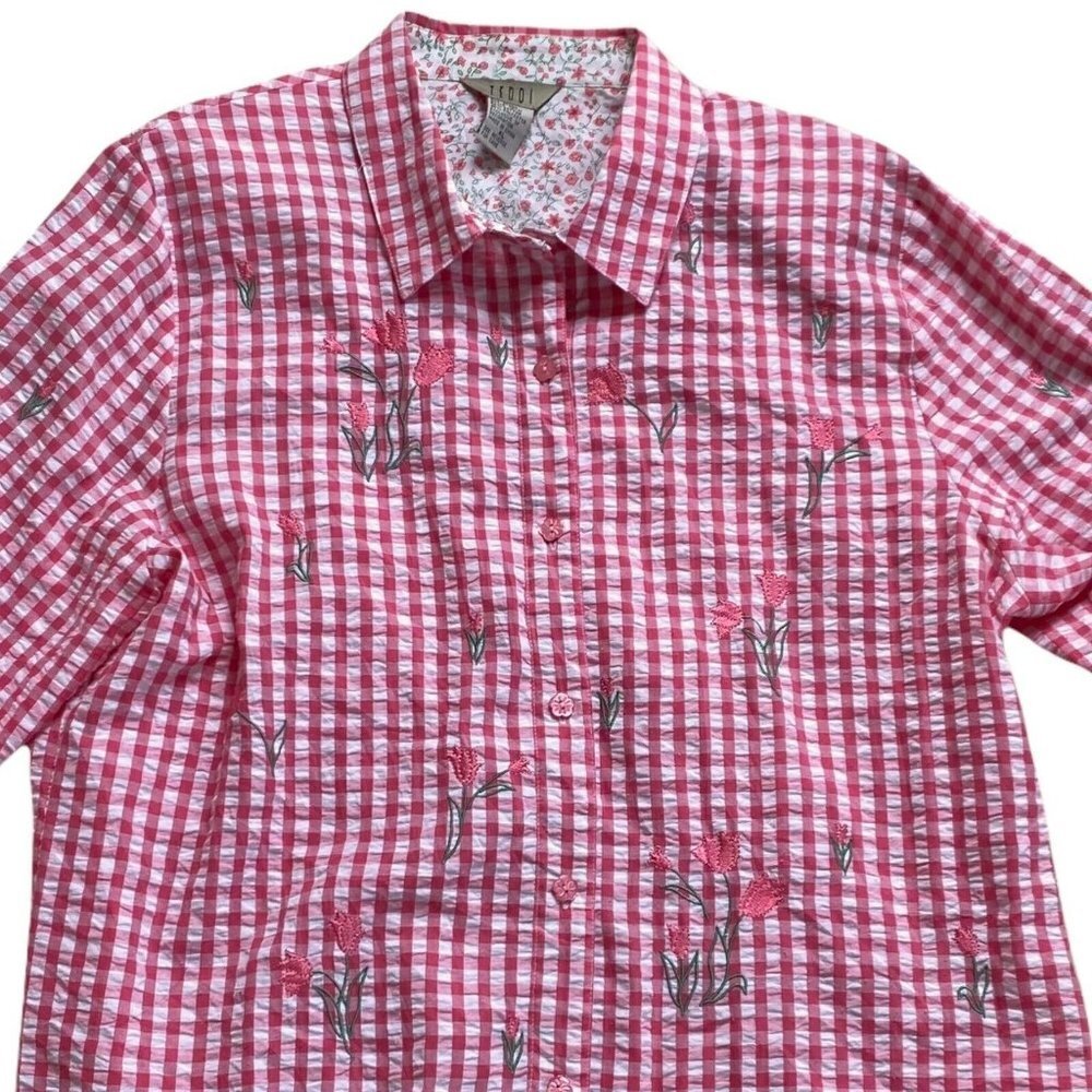 Vintage Teddi Blouse Retro 80s Farmhouse Top XL